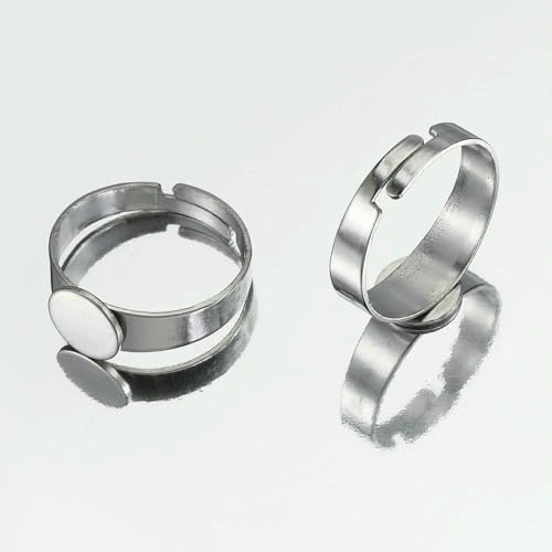 10 Stück 304 Edelstahl-Ringfassungen, verstellbare Ringfassung, blank, rund, 8/10/12/14/15 mm, Cabochon-Basis für DIY-Schmuckherstellung, 8 mm Basis von HDJSDB