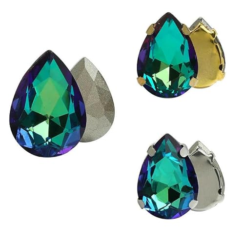 10 Stück Glitzer-Tropfen-Kristall-Strasssteine, von Hand aufgenäht, Glassteine, Ornament, Diamantperlen für Kleider, Bastelarbeiten, Krallenbohrer-Zubehör – 001SP – 13 x 18 mm – 10 Stück – von HDJSDB