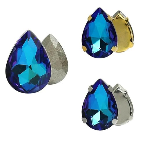 10 Stück Glitzer-Tropfen-Kristall-Strasssteine zum Aufnähen auf Glassteine, Ornament, Diamantperlen für Kleider, Bastelarbeiten, Krallenbohrer-Zubehör, 001BB, 10 x 14,0 mm, 10 Stück, ohne Fass von HDJSDB