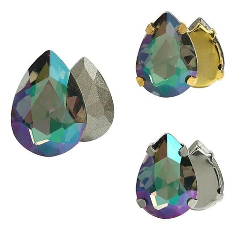 10 Stück Glitzer-Tropfen-Kristall-Strasssteine zum Aufnähen auf Glassteine, Ornament, Diamantperlen für Kleider, Bastelarbeiten, Krallenbohrer-Zubehör, 001GL, 13 x 18 mm, 10 Stück, ohne Fassun von HDJSDB