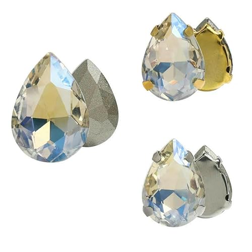 10 Stück Glitzer-Tropfen-Kristall-Strasssteine zum Aufnähen auf Glassteine, Ornament, Diamantperlen für Kleider, Bastelarbeiten, Krallenbohrer-Zubehör – 001MO – 13 x 18 mm – 10 Stück – ohn von HDJSDB