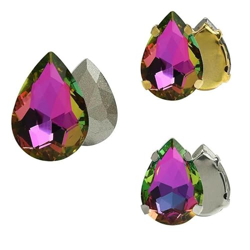 10 Stück Glitzer-Tropfen-Kristall-Strasssteine zum Aufnähen auf Glassteine, Ornament, Diamantperlen für Kleider, Bastelarbeiten, Krallenbohrer-Zubehör – 001VR – 10 x 14,0 mm – 10 Stück – ohne Fa von HDJSDB
