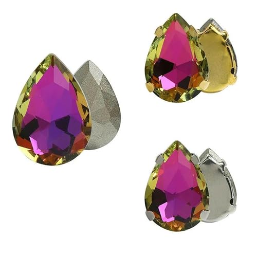 10 Stück Glitzer-Tropfen-Kristall-Strasssteine zum Aufnähen auf Glassteine, Ornament, Diamantperlen für Kleider, Bastelarbeiten, Krallenbohrer-Zubehör – Q001VB – 13 x 18 mm – 10 Stück – oh von HDJSDB