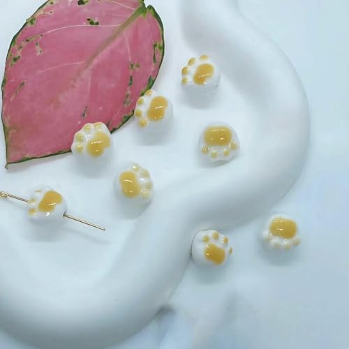 10 Stück handgefertigte Emaille-Keramik-Porzellan-Perlen, Katzenkrallen, lose Abstandsperlen, Charms für DIY-Schmuck, Bastelzubehör, 10 von HDJSDB