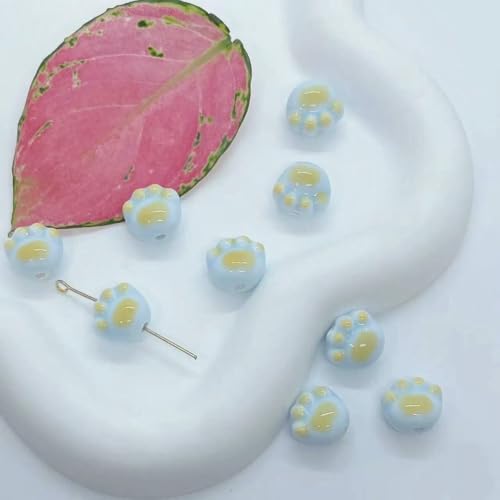 10 Stück handgefertigte Emaille-Keramik-Porzellan-Perlen, Katzenkrallen, lose Abstandsperlen, Charms für DIY-Schmuck, Bastelzubehör, 12 von HDJSDB