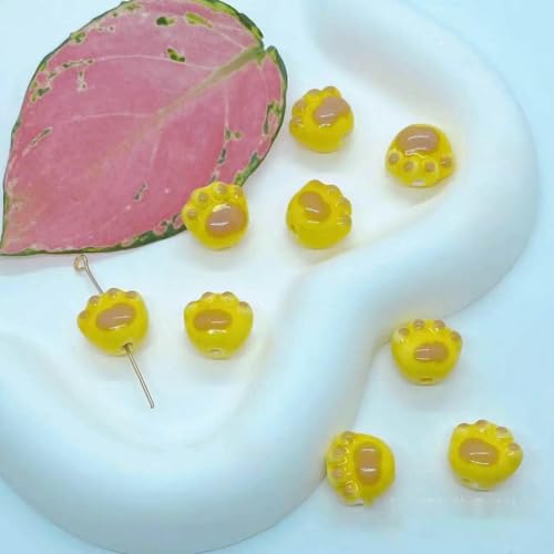 10 Stück handgefertigte Emaille-Keramik-Porzellan-Perlen, Katzenkrallen, lose Abstandsperlen, Charms für DIY-Schmuck, Bastelzubehör-21 von HDJSDB