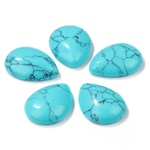 10 Stück natürliche flache Tigerauge-Stein-Cabochon-Perlen, Wassertropfen-Patch, Kamee-Perlen zur Schmuckherstellung, DIY-Ring, Ohrringe, Armbänder, Nr. 21, Türkis, 15 x 20 mm von HDJSDB