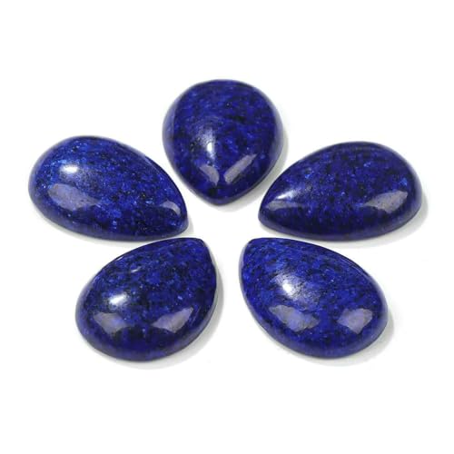 10 Stück natürliche flache Tigerauge-Stein-Cabochon-Perlen, Wassertropfen-Patch, Kamee-Perlen zur Schmuckherstellung, DIY-Ring, Ohrringe, Armbänder, Nr. 3, Lapislazuli, 18 x 25 mm von HDJSDB