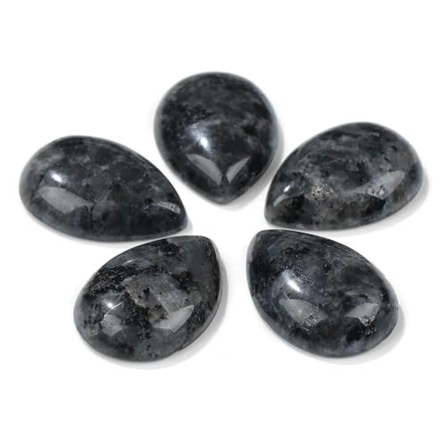 10 Stück natürliche flache Tigerauge-Stein-Cabochon-Perlen, Wassertropfen-Patch, Kamee-Perlen zur Schmuckherstellung, DIY-Ring, Ohrringe, Armbänder, Nr. 30, Labradorit, 15 x 20 mm von HDJSDB