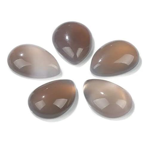 10 Stück natürliche flache Tigerauge-Stein-Cabochon-Perlen, Wassertropfen-Patch, Kamee-Perlen zur Schmuckherstellung, DIY-Ring, Ohrringe, Armbänder, Nr. 34, Grauer Achat, 15 x 20 mm von HDJSDB