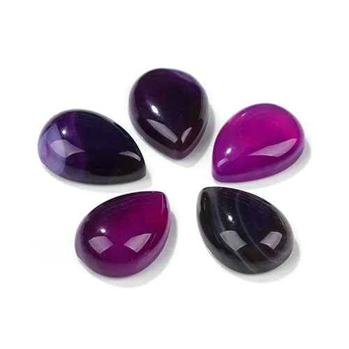 10 Stück natürliche flache Tigerauge-Stein-Cabochon-Perlen, Wassertropfen-Patch, Kamee-Perlen zur Schmuckherstellung, DIY-Ring, Ohrringe, Armbänder, Nr. 35, Achat, 6 x 8 mm von HDJSDB