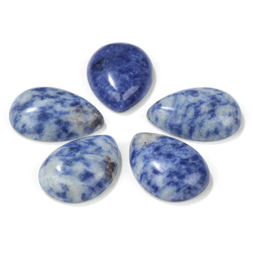 10 Stück natürliche flache Tigerauge-Stein-Cabochon-Perlen, Wassertropfen-Patch, Kamee-Perlen zur Schmuckherstellung, DIY-Ring, Ohrringe, Armbänder, Nr. 5, blauer Punkt, 18 x 25 mm von HDJSDB