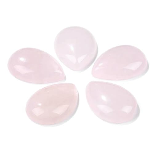 10 Stück natürliche flache Tigerauge-Stein-Cabochon-Perlen, Wassertropfen-Patch, Kamee-Perlen zur Schmuckherstellung, DIY-Ring, Ohrringe, Armbänder, Nr. 7, Rosenquarz, 18 x 25 mm von HDJSDB