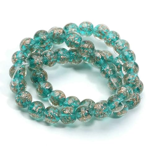 10 mm mehrfarbige runde Glasperlen, Goldsand, Murano-Lampwork-Perlen zur Schmuckherstellung, DIY-Armband, Halskette, Bastelzubehör, C06157, 8 mm, 10 Stück von HDJSDB