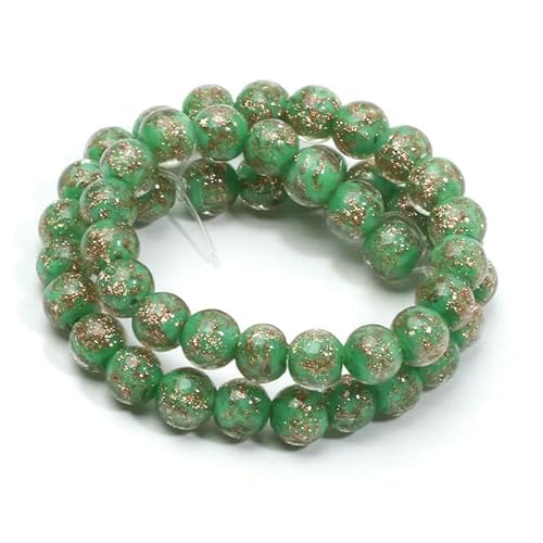 10 mm mehrfarbige runde Glasperlen, Goldsand, Murano-Lampwork-Perlen zur Schmuckherstellung, DIY-Armband, Halskette, Bastelzubehör, C06158, 10 mm, 10 Stück von HDJSDB