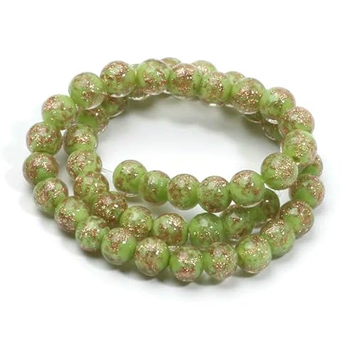 10 mm mehrfarbige runde Glasperlen, Goldsand, Murano-Lampwork-Perlen zur Schmuckherstellung, DIY-Armband, Halskette, Bastelzubehör, C06159, 8 mm, 10 Stück von HDJSDB