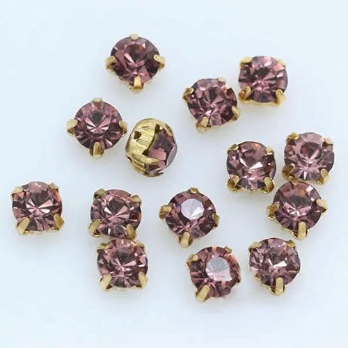 100p 3,0 mm Farbe Nähen auf Kristallglas Strass Montees Gold Krallenbasis Handwerk Edelsteine Hochzeit Kostüm Kleid Schmuck machen Perlen-lt Amethyst von HDJSDB