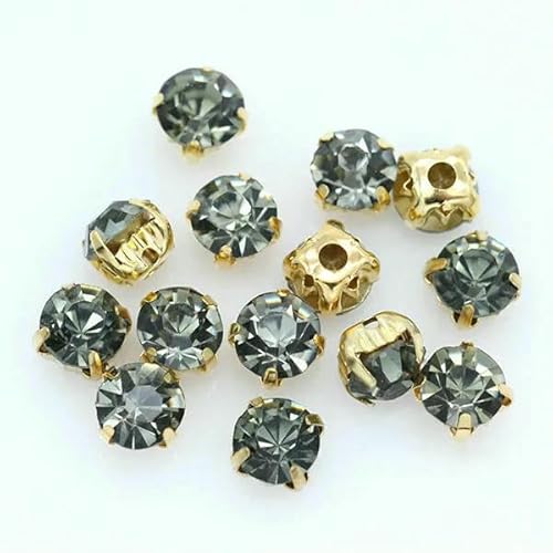 100p 3,0 mm Farbe Nähen auf Kristallglas Strass Montees Gold Krallensockel Handwerk Edelsteine Hochzeit Kostüm Kleid Schmuck machen Perlen-schwarzer Diamant von HDJSDB