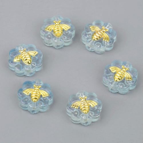 11 mm handgefertigte 3D-Bienen-Lampwork-Perlen, süße Bienen, lose Glasperlen zur Schmuckherstellung, DIY-Armband, Dekorationszubehör, 03, 5 Stück von HDJSDB