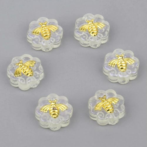 11 mm handgefertigte 3D-Bienen-Lampwork-Perlen, süße Bienen, lose Glasperlen zur Schmuckherstellung, DIY-Armband, Dekorationszubehör, 06, 5 Stück von HDJSDB