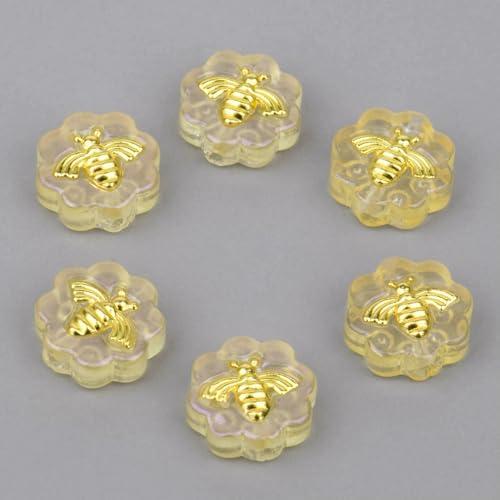 11 mm handgefertigte 3D-Bienen-Lampwork-Perlen, süße Bienen, lose Glasperlen zur Schmuckherstellung, DIY-Armband, Dekorationszubehör, 07, 10 Stück von HDJSDB