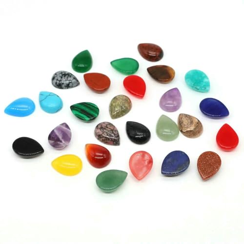 13 x 18 mm Wassertropfen-Cabochons, Perlen, flache Rückseite, natürlicher Amethyst, Lapislazuli, Edelstein, Kamee für Ohrringe, Halsketten, Schmuckherstellung, Steine, 5 Stück von HDJSDB