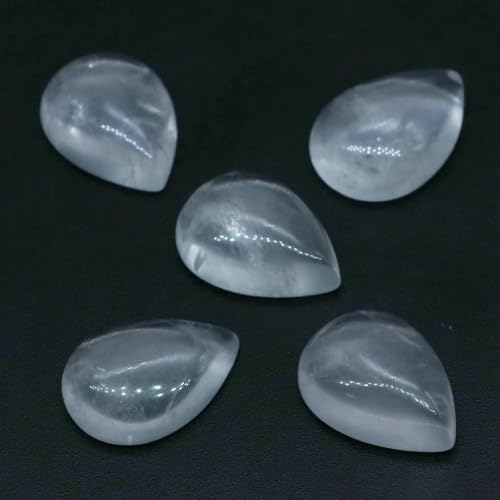 13 x 18 mm Wassertropfen-Stein-Cabochons, Perlen mit flacher Rückseite, natürlicher Amethyst, Lapislazuli, Edelstein, Kamee für Ohrringe, Halsketten, Schmuckherstellung, Bergkristall A, 10 Stüc von HDJSDB