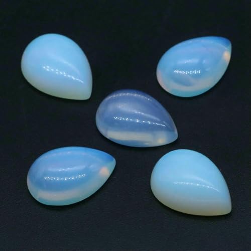 13 x 18 mm Wassertropfen-Stein-Cabochons, Perlen mit flacher Rückseite, natürlicher Amethyst, Lapislazuli, Edelstein, Kamee für Ohrringe, Halsketten, Schmuckherstellung, Opalit, 5 Stück von HDJSDB