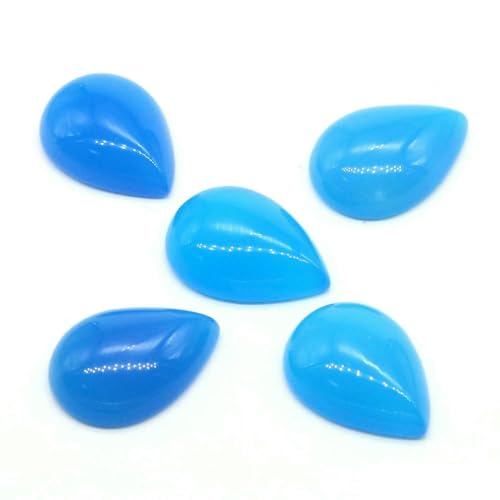 13 x 18 mm Wassertropfen-Stein-Cabochons, Perlen mit flacher Rückseite, natürlicher Amethyst, Lapislazuli, Edelstein, Kamee für Ohrringe, Halsketten, Schmuckherstellung, blauer Achat, 5 Stück von HDJSDB