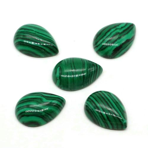 13 x 18 mm Wassertropfen-Stein-Cabochons, flache Rückseite, natürlicher Amethyst, Lapislazuli, Edelstein, Kamee, für Ohrringe, Halsketten, Schmuckherstellung, Malachit, Türkis, 5 Stück von HDJSDB