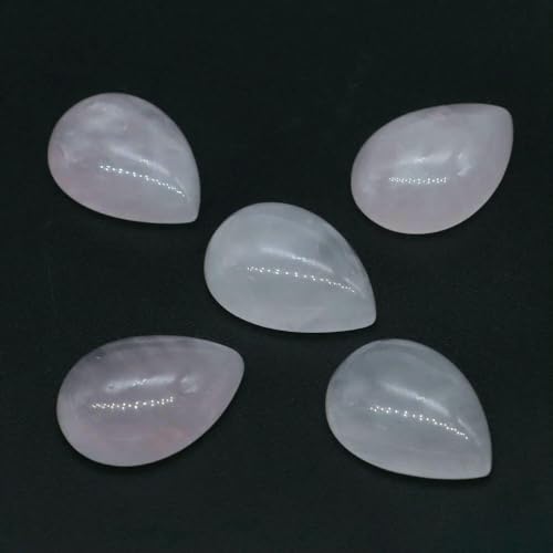 13 x 18 mm Wassertropfen-Stein-Cabochons, flache Rückseite, natürlicher Amethyst, Lapislazuli, Edelstein-Kamee für die Herstellung von Ohrringen und Halsketten, Rosenquarz, 5 Stück von HDJSDB