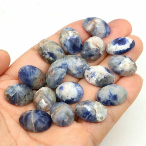 13 x 18 mm ovale Cabochon-Perlen mit flacher Rückseite, natürliche facettierte Steine, Kristall-Kamee-Abstandshalter für die Schmuckherstellung, DIY-Anhänger, Halskette, Ring, blauer Sodalith, 10 St 13 x 18 mm ovale Cabochon-Perlen mit flacher Rückseite, natürliche facettierte Steine, Kristall-Kamee-Abstandshalter für die Schmuckherstellung, DIY-Anhänger, Halskette, Ring, blauer Sodalith, 10 St von HDJSDB