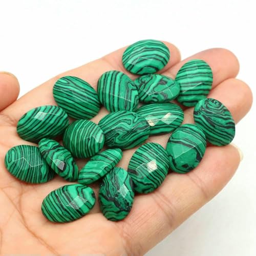 13 x 18 mm ovale Perlen mit flacher Rückseite, natürliche facettierte Steine, Kristall-Kamee-Abstandshalter für die Schmuckherstellung, DIY-Anhänger, Halsket von HDJSDB