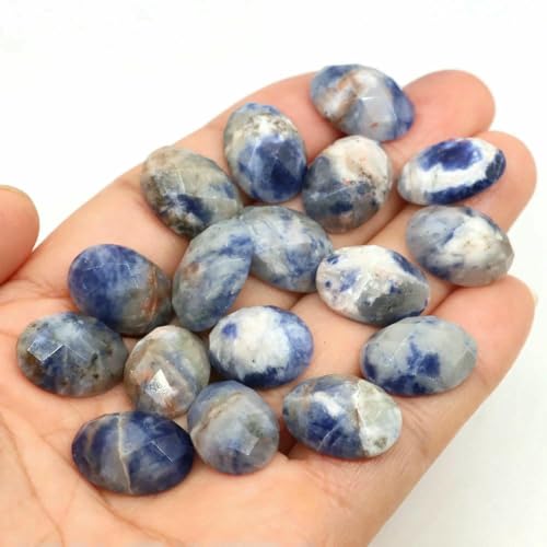 13 x 18 mm ovale Perlen mit flacher Rückseite, natürliche facettierte Steine, Kristall-Kamee-Abstandshalter für die Schmuckherstellung, DIY-Anhänger, Halsket von HDJSDB