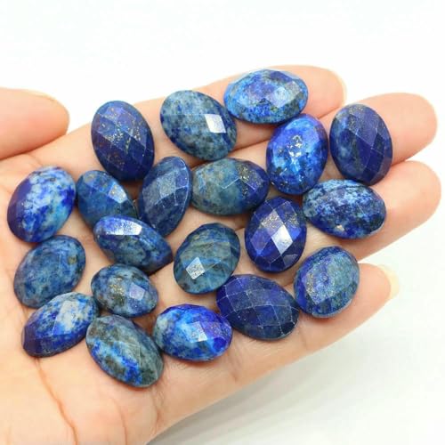 13 x 18 mm ovale Perlen mit flacher Rückseite, natürliche facettierte Steine, Kristall-Kamee-Abstandshalter für die Schmuckherstellung, DIY-Anhänger, Halsket von HDJSDB