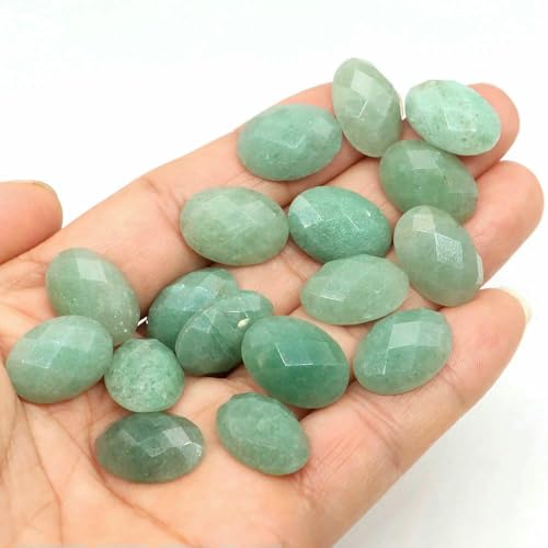 13 x 18 mm ovale Perlen mit flacher Rückseite, natürliche facettierte Steine, Kristall-Kamee-Abstandshalter für die Schmuckherstellung, DIY-Anhänger, Halsket von HDJSDB