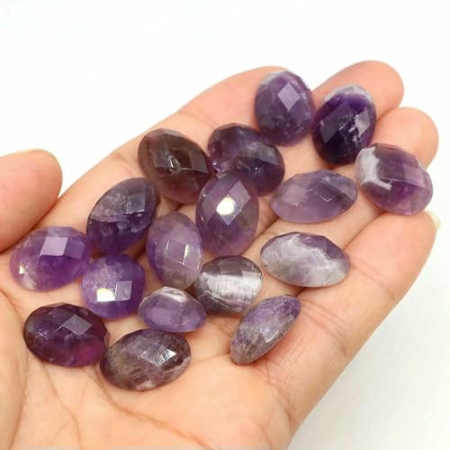 13 x 18 mm ovale Perlen mit flacher Rückseite, natürliche facettierte Steine, Kristall-Kamee-Abstandshalter für die Schmuckherstellung, DIY-Anhänger, Halsket von HDJSDB