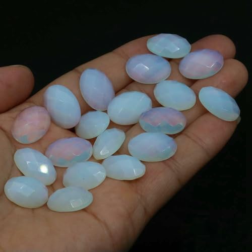 13 x 18 mm ovale Perlen mit flacher Rückseite, natürliche facettierte Steine, Kristall-Kamee-Abstandshalter für die Schmuckherstellung, DIY-Anhänger, Halsket von HDJSDB