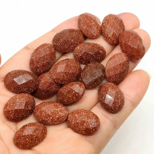 13 x 18 mm ovale Perlen mit flacher Rückseite, natürliche facettierte Steine, Kristall-Kamee-Abstandshalter für die Schmuckherstellung, DIY-Anhänger, Halsket von HDJSDB