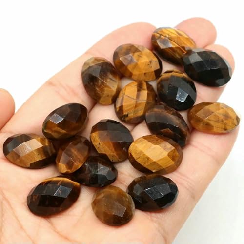 13 x 18 mm ovale Perlen mit flacher Rückseite, natürliche facettierte Steine, Kristall-Kamee-Abstandshalter für die Schmuckherstellung, DIY-Anhänger, Halsket von HDJSDB