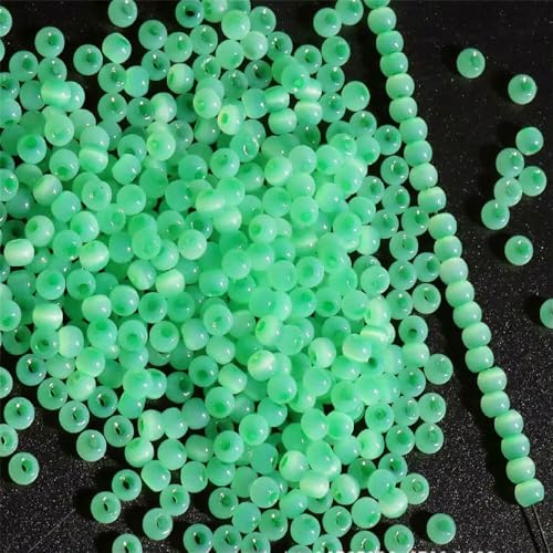 130 Stück 4,0 mm Katzenaugenperlen 6/0 glatte Jade-Imitat-Glasperlen für die Herstellung von DIY-Schmuck, Bettelarmbänder und Halskettenzubehör, Loch grün 30 von HDJSDB