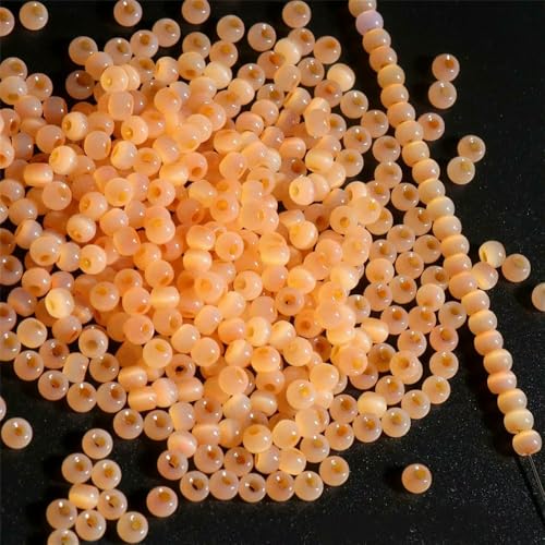 130 Stück 4,0 mm Katzenaugenperlen 6/0 glatte Jade-Imitat-Glasperlen für die Herstellung von DIY-Schmuck, Bettelarmbänder und Halskettenzubehör, Orange 13 – von HDJSDB