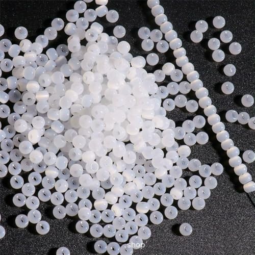 130 Stück 4,0 mm Katzenaugenperlen 6/0 glatte Jade-Imitat-Glasperlen für die Herstellung von DIY-Schmuck, Bettelarmband, Halskettenzubehör, Jadeweiß 10 – 4, von HDJSDB