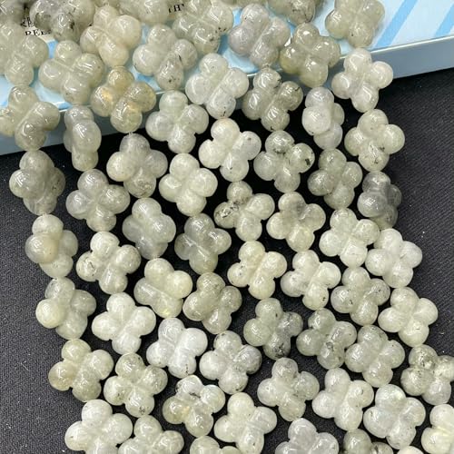14,0 mm Naturstein Blume Tigerauge Quarz Achate Abstandshalter Lose Perlen für Schmuckherstellung DIY Armband Halskette Zubehör-Labradorit Stein-14x14,0 mm Ca. 15 Stück von HDJSDB