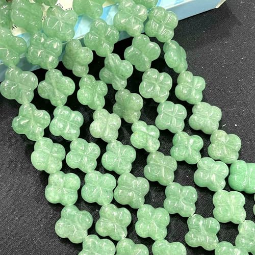 14,0 mm Natursteinblume Tigerauge Quarz Achate Abstandshalter Lose Perlen für Schmuckherstellung DIY Armband Halskette Zubehör-Grüner Aventurin-14 x 14,0 mm ca. 15 Stück von HDJSDB