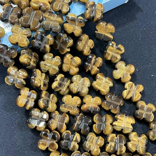 14,0 mm Natursteinblume Tigerauge Quarz Achate Abstandshalter Lose Perlen für Schmuckherstellung DIY Armband Halskette Zubehör-Tigerauge-14 x 14,0 mm ca. 15 Stück von HDJSDB
