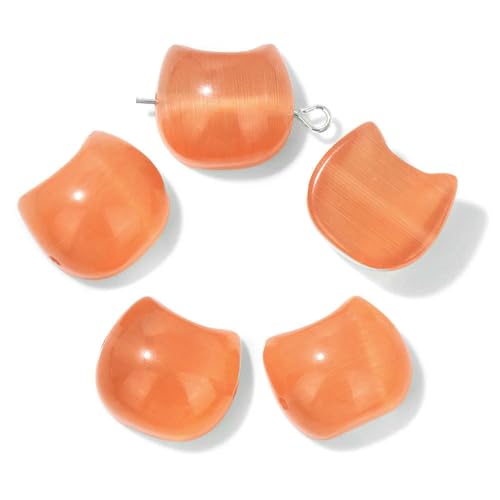 14 x 16 mm Naturstein, Katzenform, geschnitzte Perlen, mehrfarbige Edelsteinquarzperlen zur Schmuckherstellung, DIY-Armband, Halskettenzubehör, Katzenaugenstein, 5 Stück von HDJSDB