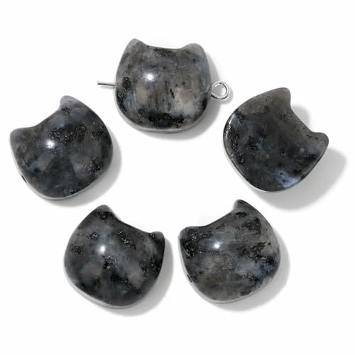 14 x 16 mm Naturstein, Katzenform, geschnitzte Perlen, mehrfarbige Edelsteinquarzperlen zur Schmuckherstellung, DIY-Armband, Halskettenzubehör, Schwarzer Labradorit, 5 Stück 14 x 16 mm Naturstein, Katzenform, geschnitzte Perlen, mehrfarbige Edelsteinquarzperlen zur Schmuckherstellung, DIY-Armband, Halskettenzubehör, Schwarzer Labradorit, 5 Stück von HDJSDB