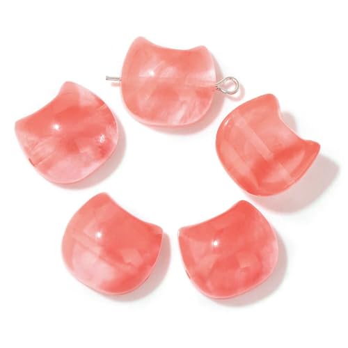 14 x 16 mm Naturstein, Katzenform, geschnitzte Perlen, mehrfarbige Edelsteinquarzperlen zur Schmuckherstellung, DIY-Armband, Halskettenzubehör, Wassermelonenquarz, 5 Stück von HDJSDB