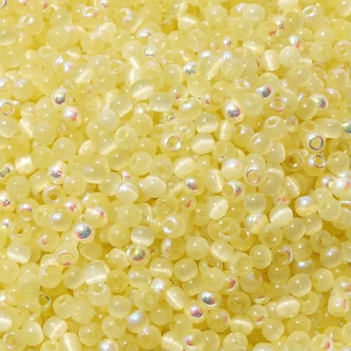 150 Katzenaugen-Glasperlen 4,0 mm (blau, rosa, gelb, grün) zur DIY-Schmuckherstellung, Kettenbasteln, Perlen-Emb-03YL-4,0 mm von HDJSDB
